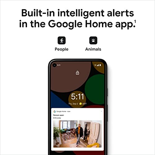 Smartphone displaying Google Home app with built-in intelligent alerts.